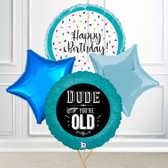 Dude You're Old Funny Birthday Foil Balloon Bundle