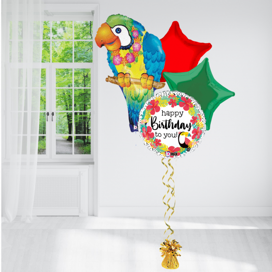 Tropical Parrot Birthday Balloon Bundle