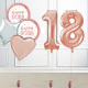 Inflated 18th Birthday Rose Gold Number Balloons with Happy Birthday Balloon set