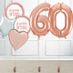 Inflated Rose Gold 60th Birthday Number Balloons with Happy Birthday Balloons Set