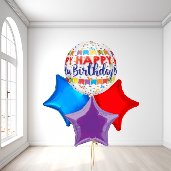 Rainbow Happy Birthday Banner Bash Orbz Foil Balloon Bundle