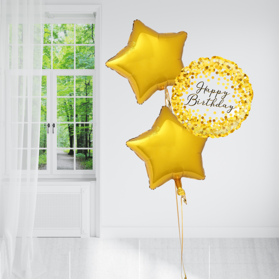 Gold Sparkle Birthday Holographic Balloon Bundle