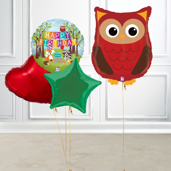 Woodland Owl Inflated Foil Balloon Bundle