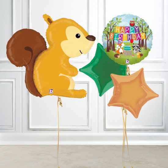 Woodland Squirrel Inflated Foil Balloon Bundle