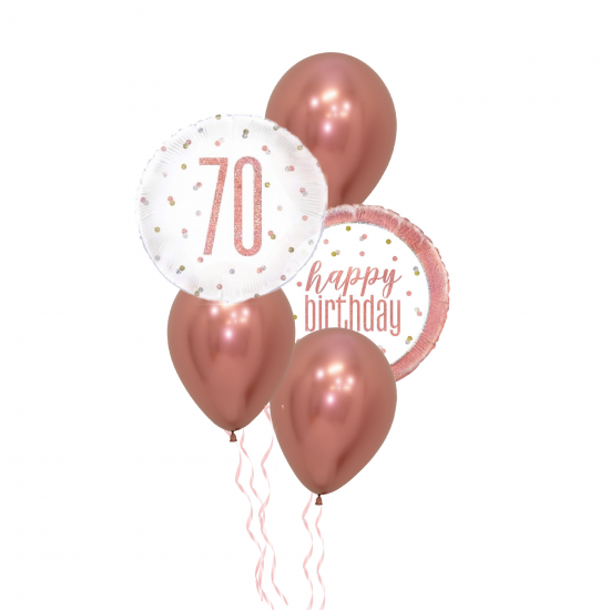 70th Birthday Rose Gold Balloon Set