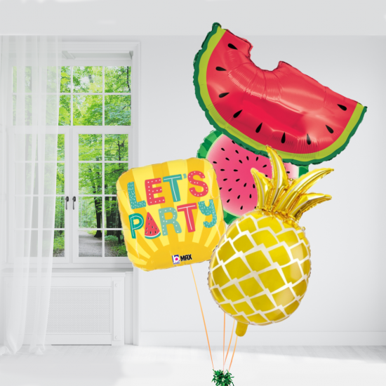 Tropical Fiesta Pineapple and Watermelon Let's Party Foil Balloon Set