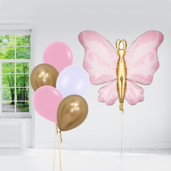 Pink Butterfly Balloon Bundle INFLATED