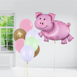 Pig Shaped Foil Balloon Bundle INFLATED Pig Shaped Foil Balloon Bundle INFLATED