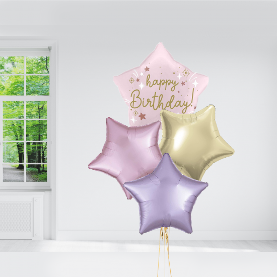 Pink Happy Birthday Balloon Bundle INFLATED