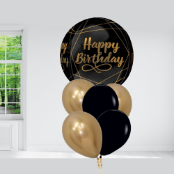 Elegant Black & Gold Birthday Balloon Bundle INFLATED Elegant Black & Gold Birthday Balloon Bundle INFLATED