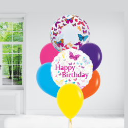 Butterfly Birthday Balloon Set INFLATED