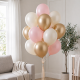 12 Luxury Pink, Gold and Pearl White Balloon Bouquet - INFLATED