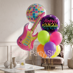 Neon Rock Birthday Balloon Set INFLATED