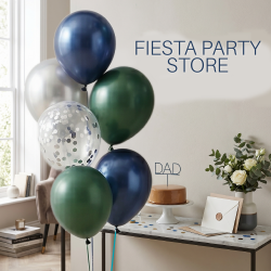 Navy, Emerald Green and Silver Balloon Set - INFLATED