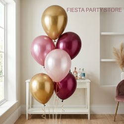 6 Metallic Latex Balloon Bouquet - INFLATED