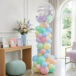 Personalised Pastel Rainbow Balloon Pillar Personalised Pastel Rainbow Balloon Pillar