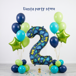 Dinosaur 2nd Birthday Balloon Bouquet - INFLATED
