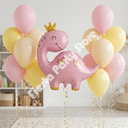 Pink Princess Dinosaur Balloon Bouquet - INFLATED