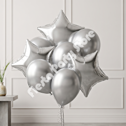 Metallic Chrome Silver and Star Foil Balloon Bouquet – INFLATED