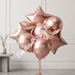 Metallic Chrome Rose Gold and Star Foil Balloon Bouquet – INFLATED
