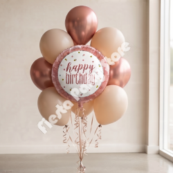 Rose Gold and Nude Birthday Balloon Bouquet - INFLATED