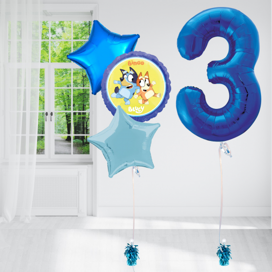 Bluey Character Balloon Bundle with Number Balloon