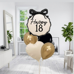 Chic coquette bow 18th birthday balloon bouquet - INFLATED
