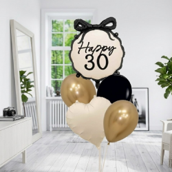 Chic coquette bow 30th birthday balloon bouquet - INFLATED