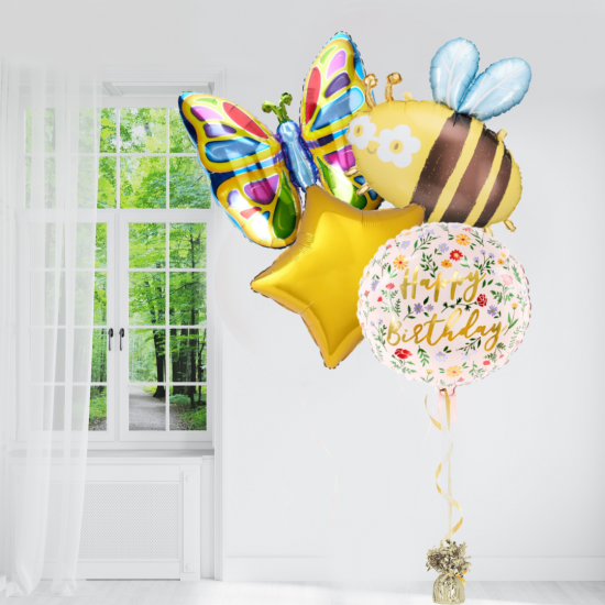 Bumblebee and Butterfly Birthday Balloon Bundle