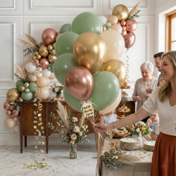 Eucalyptus Sage Green Chrome Balloon Bouquet