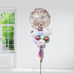Personalised Rose Gold Confetti Balloon Pillar Personalised Rose Gold Confetti Balloon Pillar