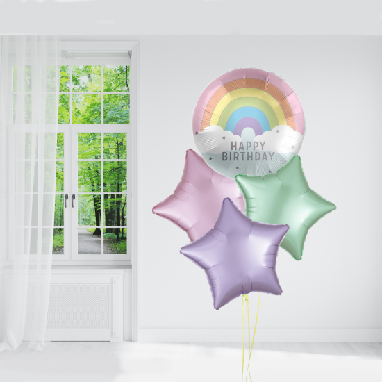 Rainbow Party Happy Birthday Balloon Bundle