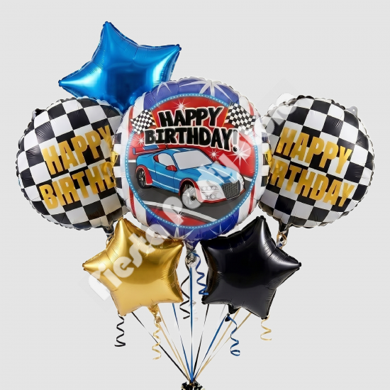 Race Car Birthday Balloon Bouquet - INFLATED