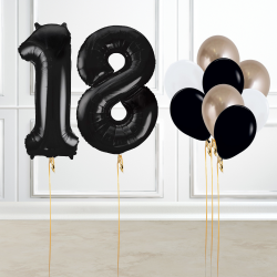 Black and Gold 18th Birthday Number Balloon Set