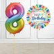 Rainbow Jumbo Number Balloon with Supershape Birthday Foil Balloon Set