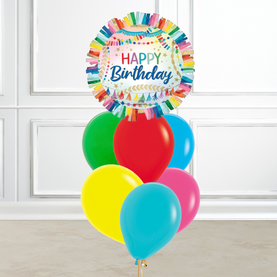 Birthday Streamers Fringe Foil Balloon Set with Latex Balloons