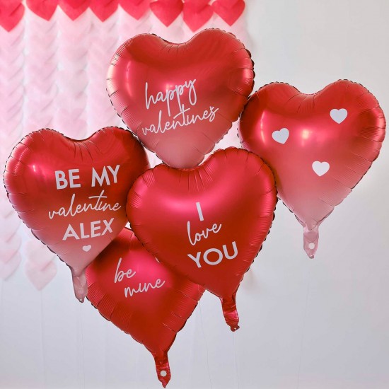 Customisable Heart Valentines Balloons with Stickers