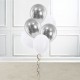 6 Chrome Silver and White Latex Balloons Set- Inflated