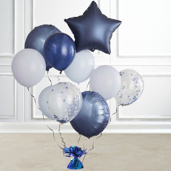 Blue, Navy and Confetti Balloon Bundle