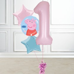 Peppa Pig First Birthday Foil Balloon Bundle  Peppa Pig First Birthday Foil Balloon Bundle