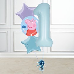 Peppa Pig First Birthday Foil Balloon Bundle- Blue Peppa Pig First Birthday Foil Balloon Bundle- Blue