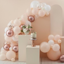 Peach, White and Rose Gold Balloon Arch - Ready to Use