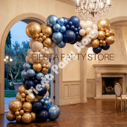Blue, White Sand , Navy Blue and Gold Balloon Arch