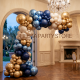 Blue, White Sand , Navy Blue and Gold Balloon Arch