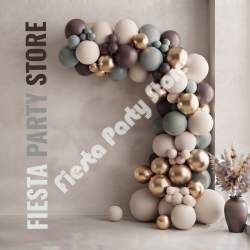 Eucalyptus Green White Sand Balloon Arch Garland