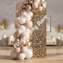 Gold Shimmer Wall Backdrop and Organic Balloon Arch Custom Decor REQUEST a QUOTE