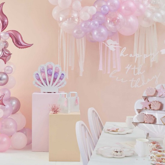 Mermaid Customisable Pink and Iridescent Happy Birthday Bunting