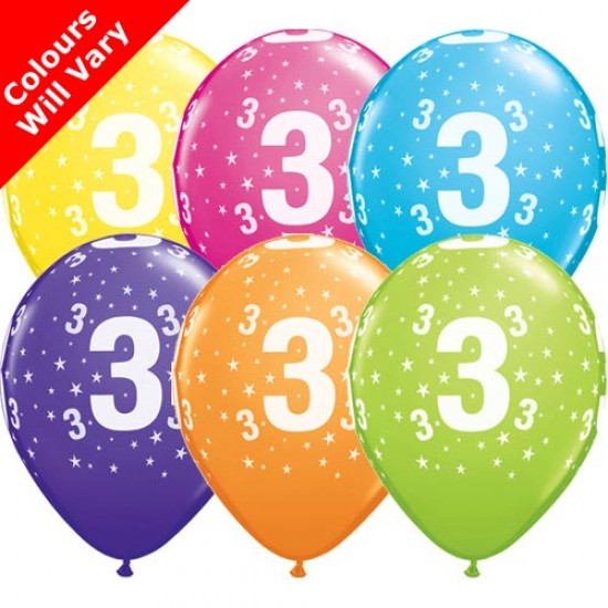 Age 3 Multicoloured Latex Balloons
