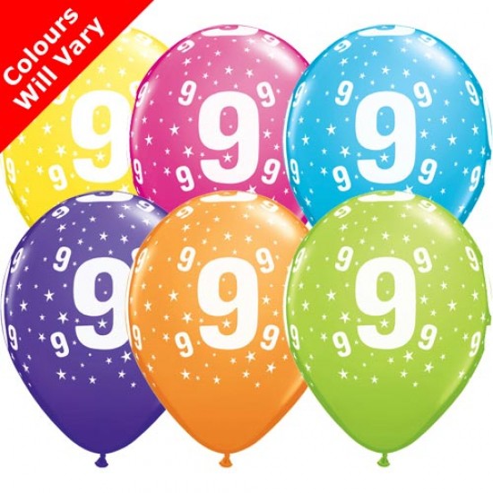 Age 9 Multicoloured Latex Balloons