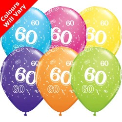 60th Birthday Multicoloured Latex Balloons 11 inch 60th Birthday Multicoloured Latex Balloons 11 inch